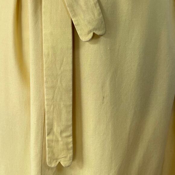 Vintage 70s Silk Butter Yellow Sun Dress Tie Waist Midi // Size Large‎ - Picture 7 of 10
